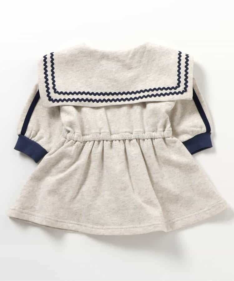 日本童裝 BREEZE 水手風連身衣 70-80cm 女童款 初生嬰兒 冬季 Jumpsuit