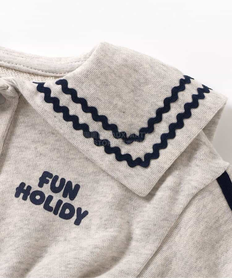 日本童裝 BREEZE 水手風連身衣 70-80cm 女童款 初生嬰兒 冬季 Jumpsuit