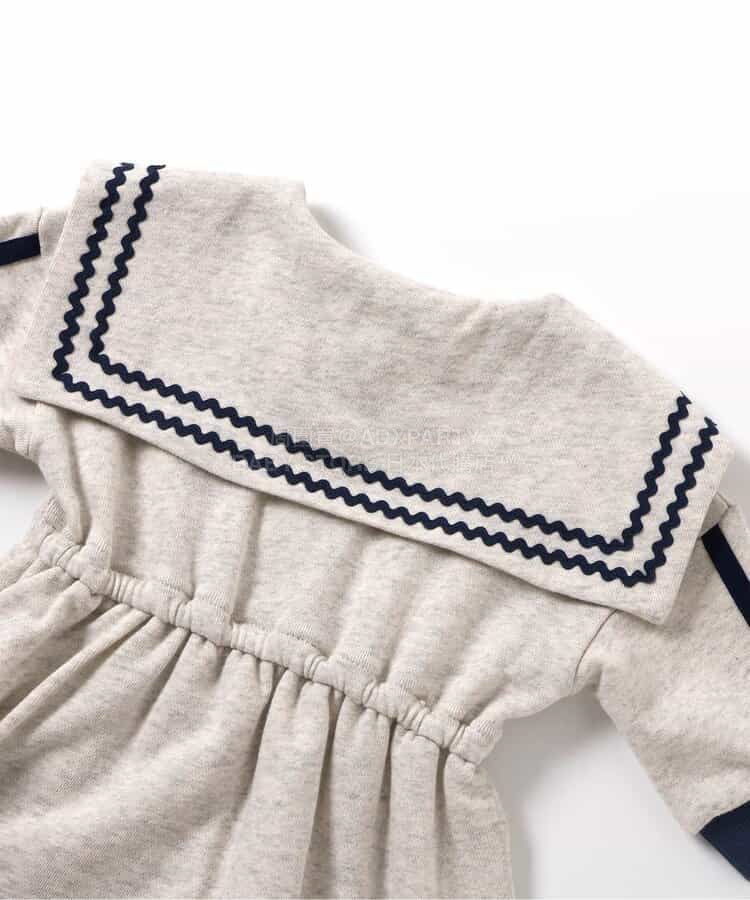 日本童裝 BREEZE 水手風連身衣 70-80cm 女童款 初生嬰兒 冬季 Jumpsuit