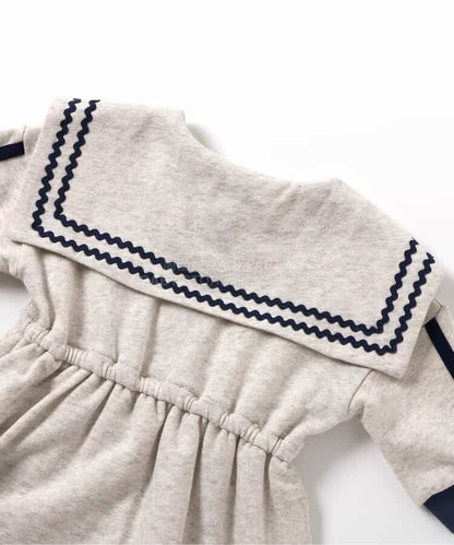 日本童裝 BREEZE 水手風連身衣 70-80cm 女童款 初生嬰兒 冬季 Jumpsuit