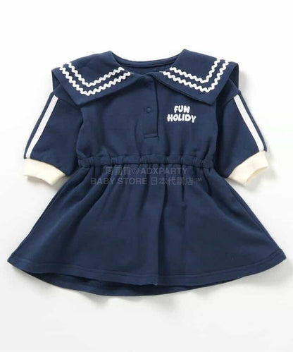 日本童裝 BREEZE 水手風連身衣 70-80cm 女童款 初生嬰兒 冬季 Jumpsuit