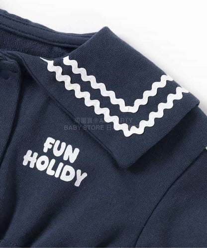 日本童裝 BREEZE 水手風連身衣 70-80cm 女童款 初生嬰兒 冬季 Jumpsuit