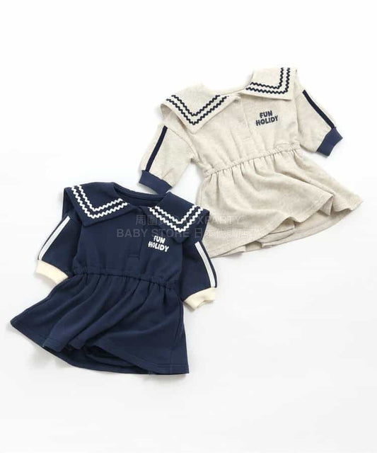 日本童裝 BREEZE 水手風連身衣 70-80cm 女童款 初生嬰兒 冬季 Jumpsuit