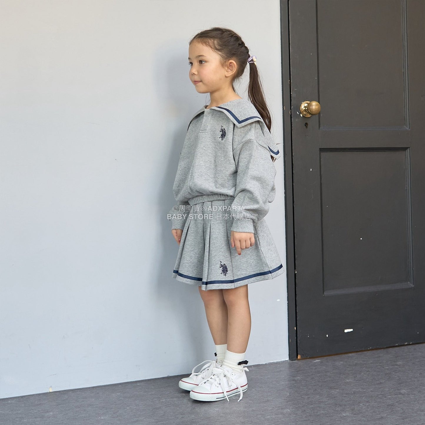 日本童裝 Ly# mine x US POLO ASSN. 百褶短裙 100-150cm 女童款 冬季 SKIRTS