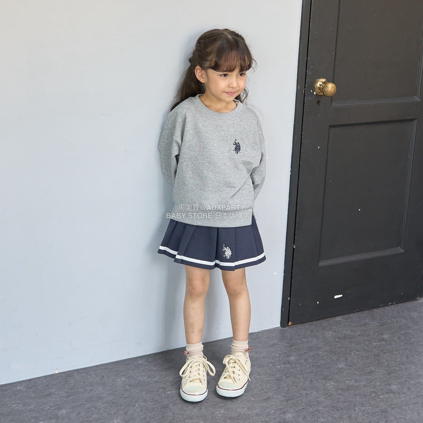 日本童裝 Ly# mine x US POLO ASSN. 百褶短裙 100-150cm 女童款 冬季 SKIRTS