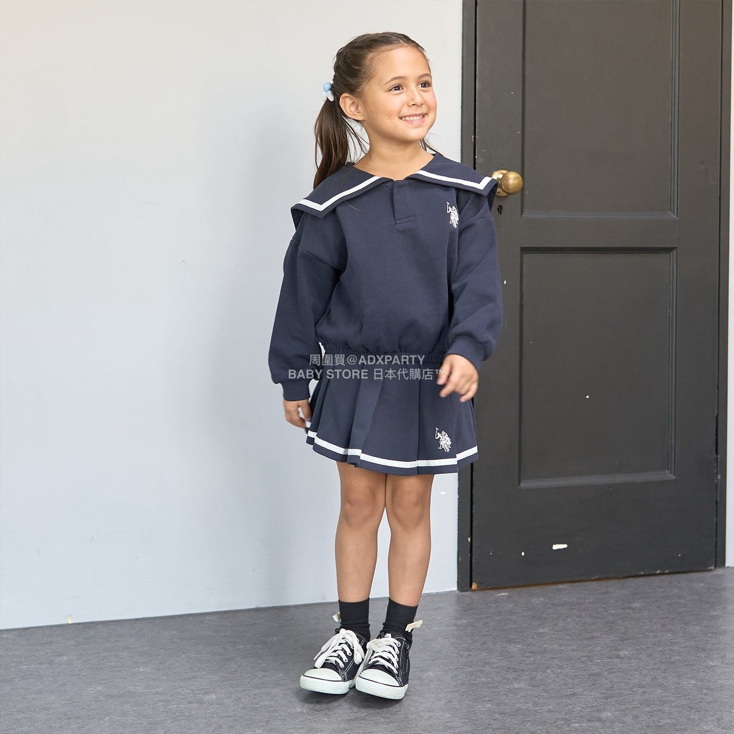 日本童裝 Ly# mine x US POLO ASSN. 百褶短裙 100-150cm 女童款 冬季 SKIRTS