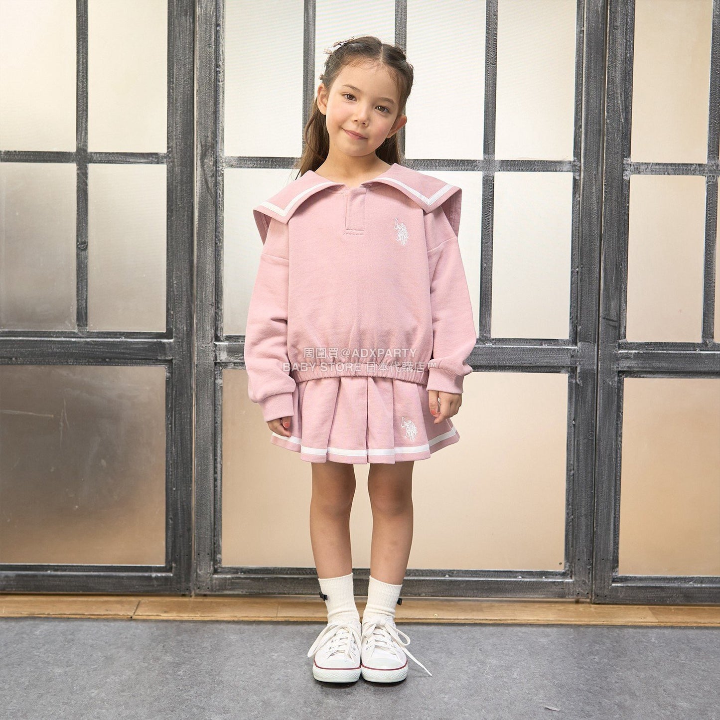 日本童裝 Ly# mine x US POLO ASSN. 百褶短裙 100-150cm 女童款 冬季 SKIRTS