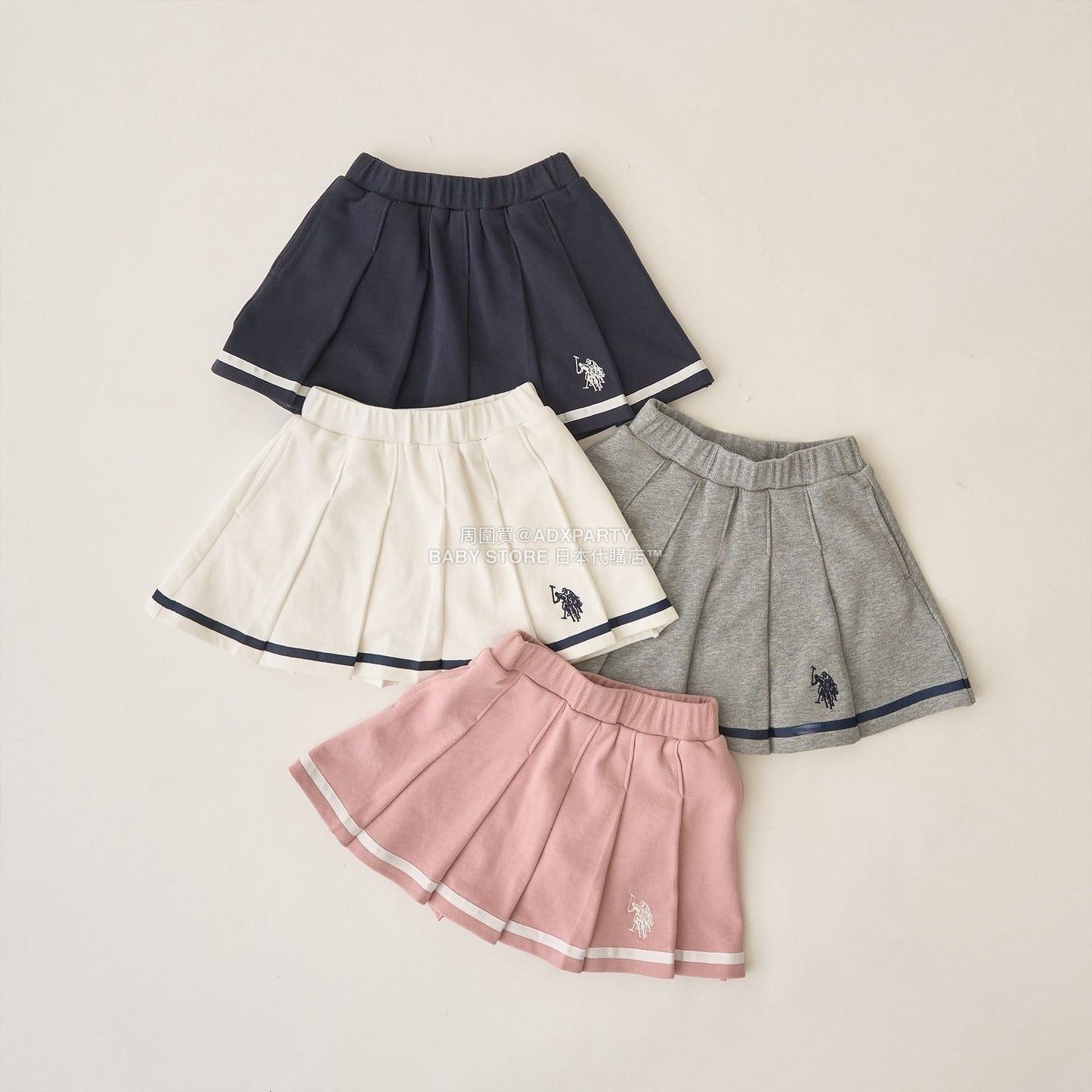 日本童裝 Ly# mine x US POLO ASSN. 百褶短裙 100-150cm 女童款 冬季 SKIRTS