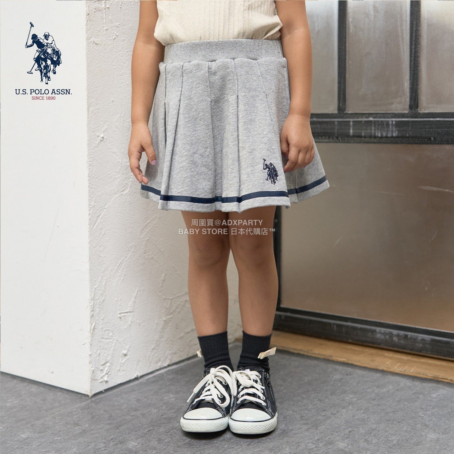 日本童裝 Ly# mine x US POLO ASSN. 百褶短裙 100-150cm 女童款 冬季 SKIRTS
