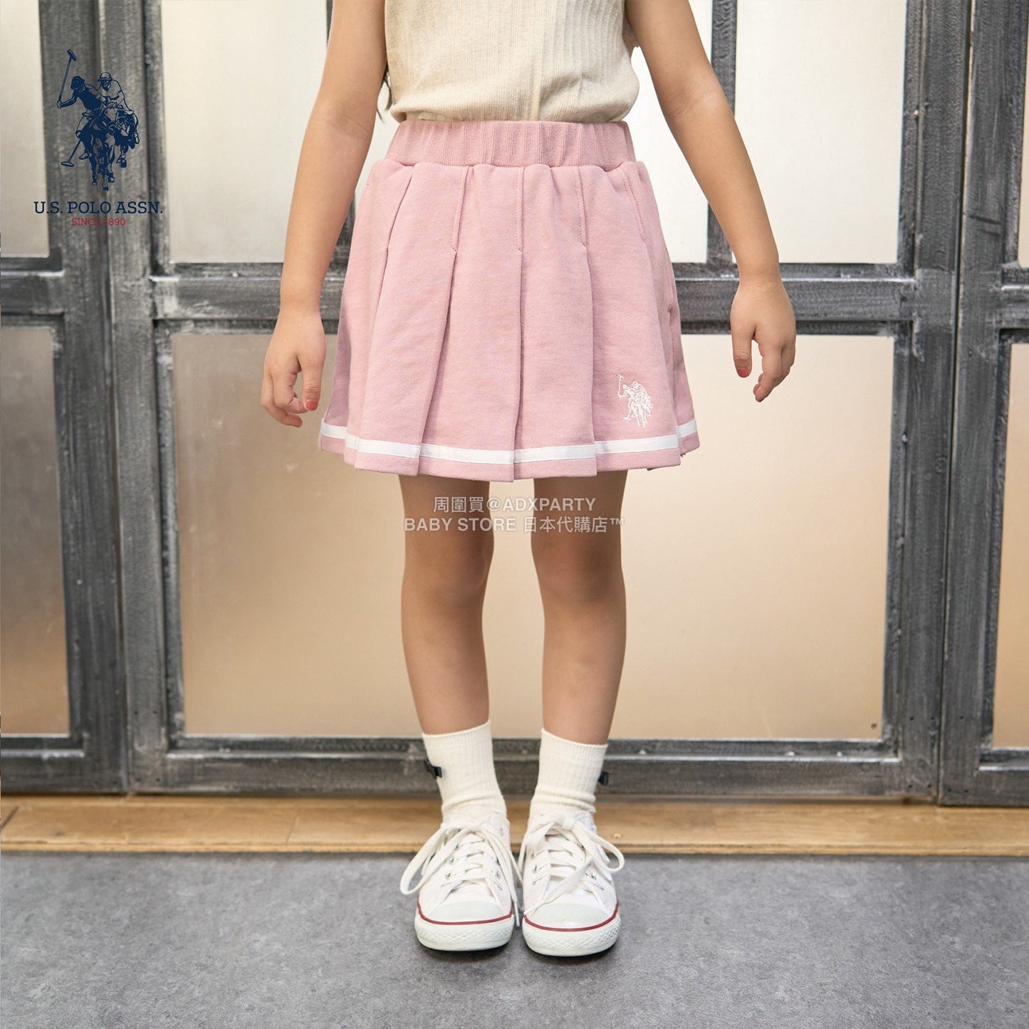 日本童裝 Ly# mine x US POLO ASSN. 百褶短裙 100-150cm 女童款 冬季 SKIRTS