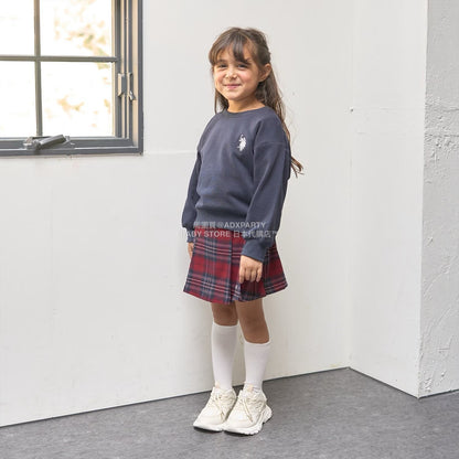 日本童裝 Ly# mine x US POLO ASSN. logo刺繡領衛衣 100-150cm 女童款 冬季 TOPS