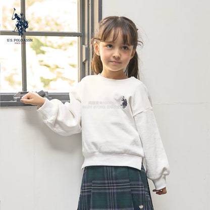 日本童裝 Ly# mine x US POLO ASSN. logo刺繡領衛衣 100-150cm 女童款 冬季 TOPS