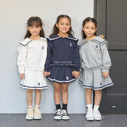 日本童裝 Ly# mine x US POLO ASSN. 水手刺繡領衛衣 100-150cm 女童款 冬季 TOPS