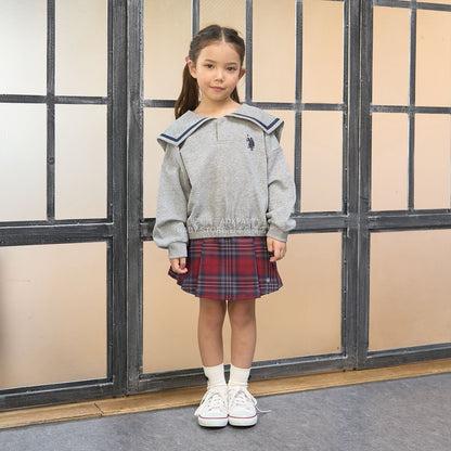 日本童裝 Ly# mine x US POLO ASSN. 水手刺繡領衛衣 100-150cm 女童款 冬季 TOPS