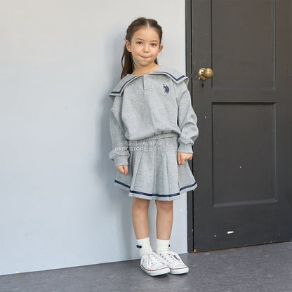 日本童裝 Ly# mine x US POLO ASSN. 水手刺繡領衛衣 100-150cm 女童款 冬季 TOPS