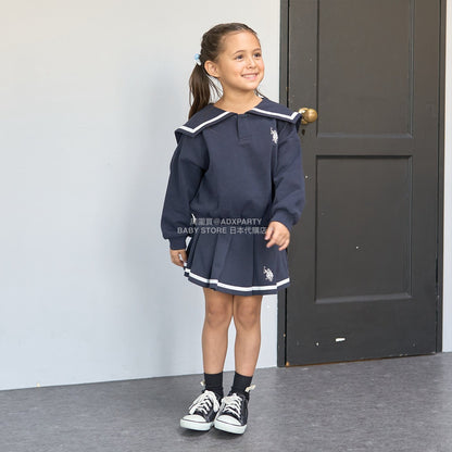 日本童裝 Ly# mine x US POLO ASSN. 水手刺繡領衛衣 100-150cm 女童款 冬季 TOPS