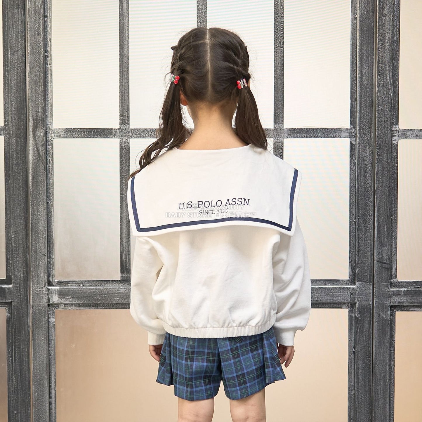 日本童裝 Ly# mine x US POLO ASSN. 水手刺繡領衛衣 100-150cm 女童款 冬季 TOPS