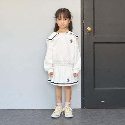 日本童裝 Ly# mine x US POLO ASSN. 水手刺繡領衛衣 100-150cm 女童款 冬季 TOPS