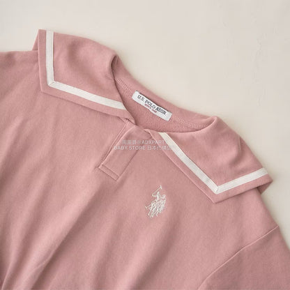 日本童裝 Ly# mine x US POLO ASSN. 水手刺繡領衛衣 100-150cm 女童款 冬季 TOPS