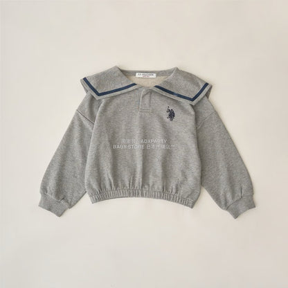 日本童裝 Ly# mine x US POLO ASSN. 水手刺繡領衛衣 100-150cm 女童款 冬季 TOPS