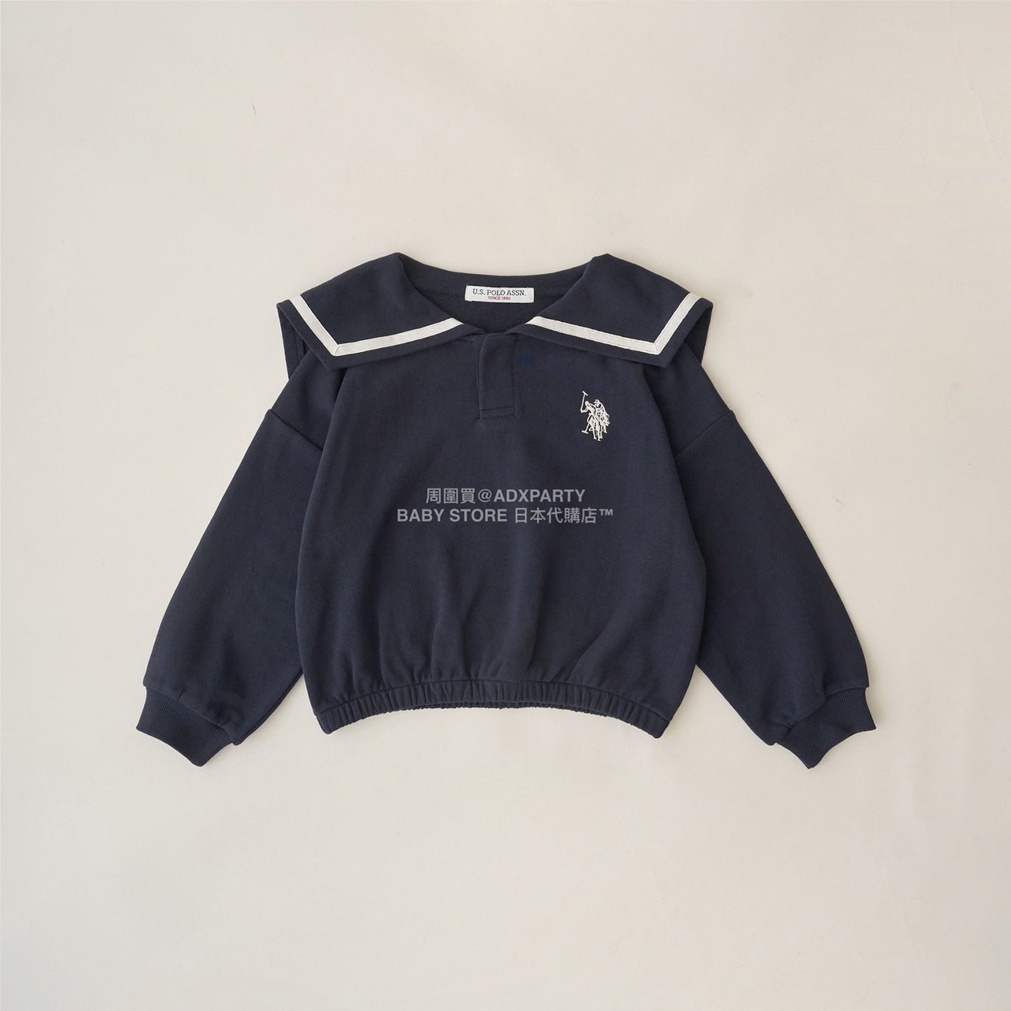 日本童裝 Ly# mine x US POLO ASSN. 水手刺繡領衛衣 100-150cm 女童款 冬季 TOPS