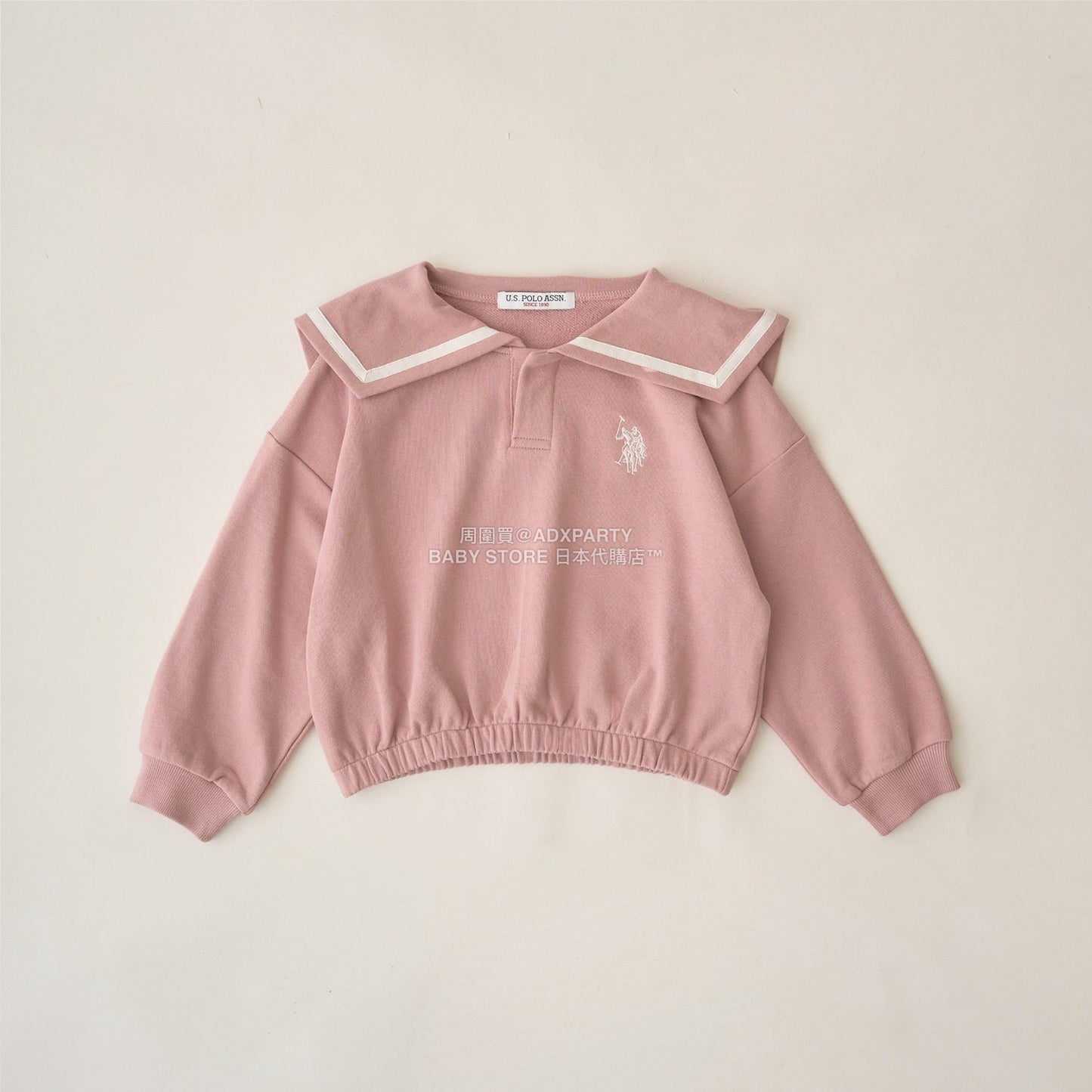 日本童裝 Ly# mine x US POLO ASSN. 水手刺繡領衛衣 100-150cm 女童款 冬季 TOPS