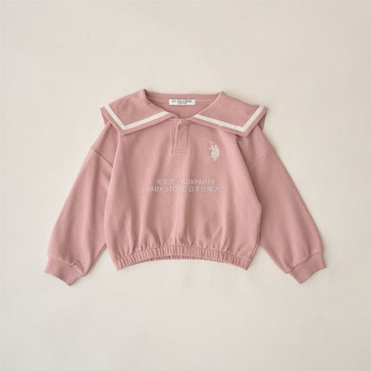 日本童裝 Ly# mine x US POLO ASSN. 水手刺繡領衛衣 100-150cm 女童款 冬季 TOPS