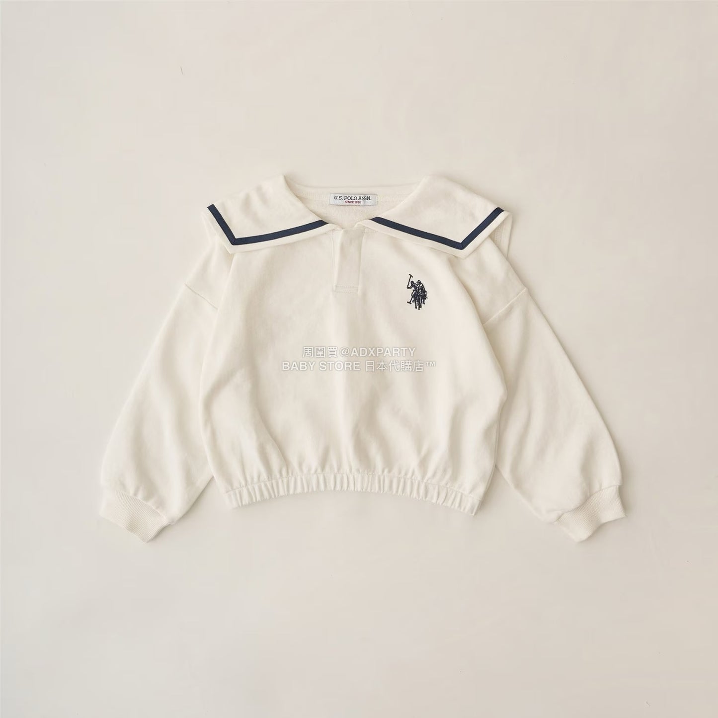 日本童裝 Ly# mine x US POLO ASSN. 水手刺繡領衛衣 100-150cm 女童款 冬季 TOPS