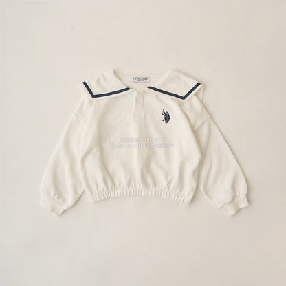 日本童裝 Ly# mine x US POLO ASSN. 水手刺繡領衛衣 100-150cm 女童款 冬季 TOPS