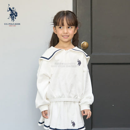 日本童裝 Ly# mine x US POLO ASSN. 水手刺繡領衛衣 100-150cm 女童款 冬季 TOPS