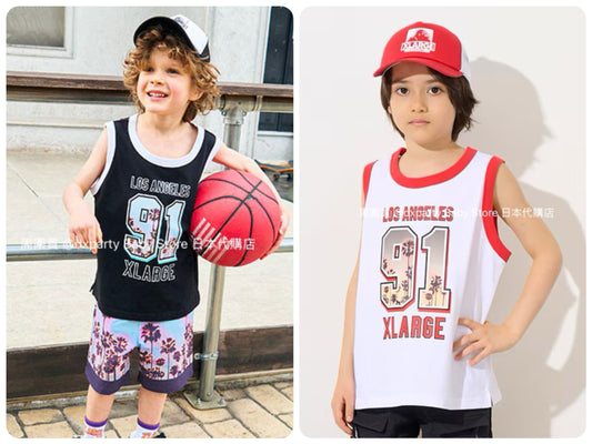 XLARGE KIDS Japanese Children's Clothing Palm Tree Numbered Vest 90-140cm Boys Summer TOPS 
