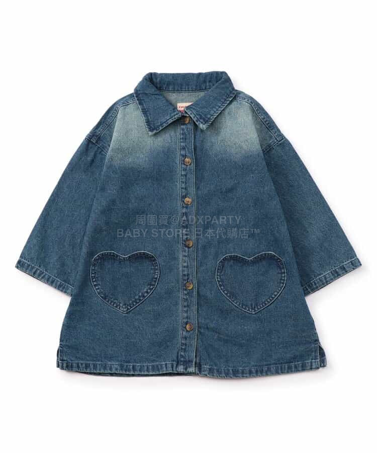 日本童裝 BREEZE 心型口袋襯衫裙 80-140cm 女童款 春季 DRESSES