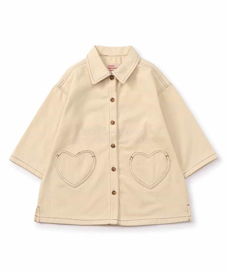 日本童裝 BREEZE 心型口袋襯衫裙 80-140cm 女童款 春季 DRESSES