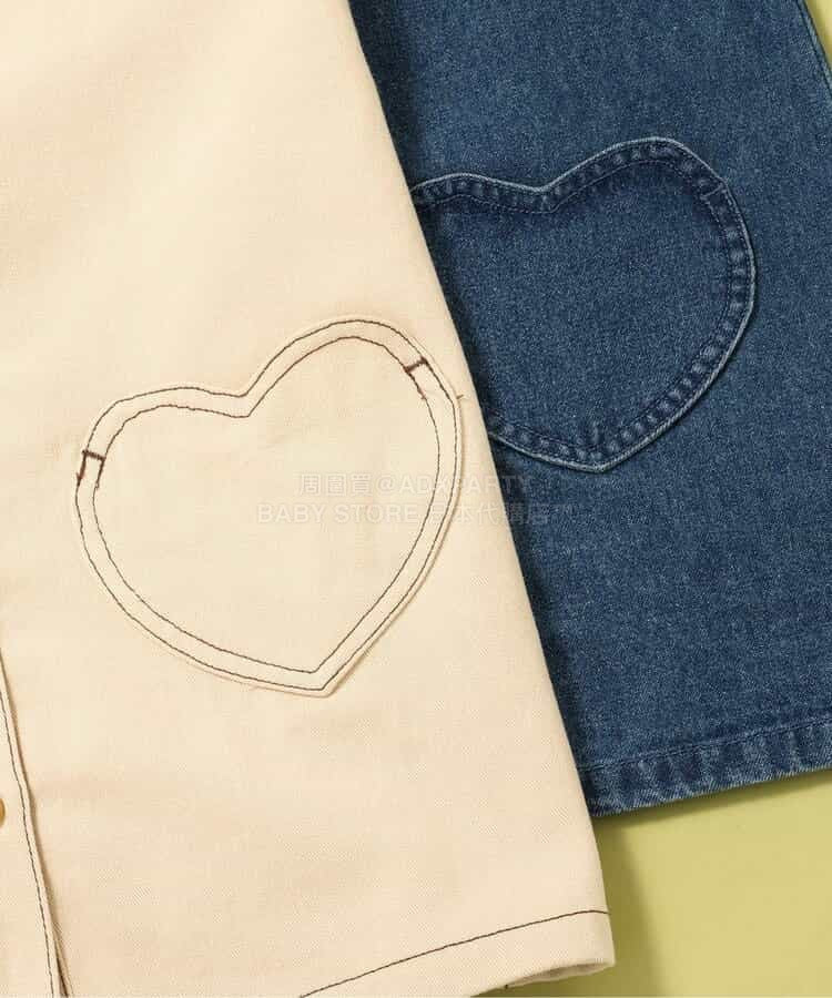 日本童裝 BREEZE 心型口袋襯衫裙 80-140cm 女童款 春季 DRESSES