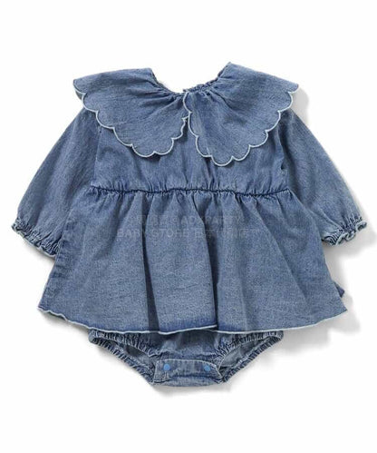 日本童裝 BREEZE 花邊領連衣 70-80cm 女童款 初生嬰兒 春季 Jumpsuit