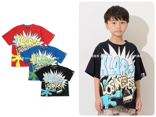 XLARGE KIDS Japanese children's clothing cool series artistic style logo top 80-140cm boys' summer TOPS 