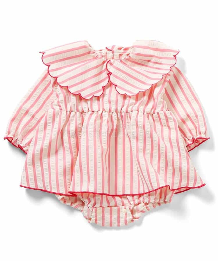 日本童裝 BREEZE 花邊領連衣 70-80cm 女童款 初生嬰兒 春季 Jumpsuit