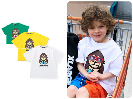 XLARGE KIDS Japanese children's clothing sunglasses fun logo top 80-140cm boys summer TOPS 