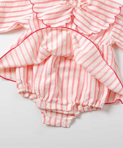 日本童裝 BREEZE 花邊領連衣 70-80cm 女童款 初生嬰兒 春季 Jumpsuit