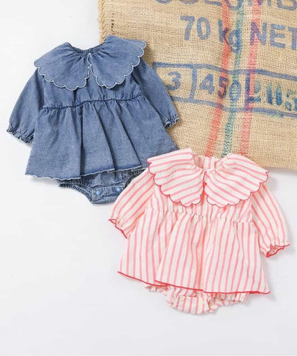 日本童裝 BREEZE 花邊領連衣 70-80cm 女童款 初生嬰兒 春季 Jumpsuit