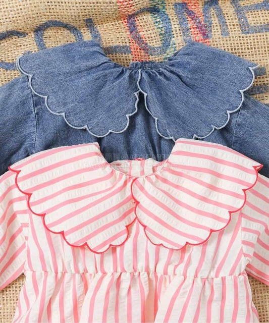 日本童裝 BREEZE 花邊領連衣 70-80cm 女童款 初生嬰兒 春季 Jumpsuit