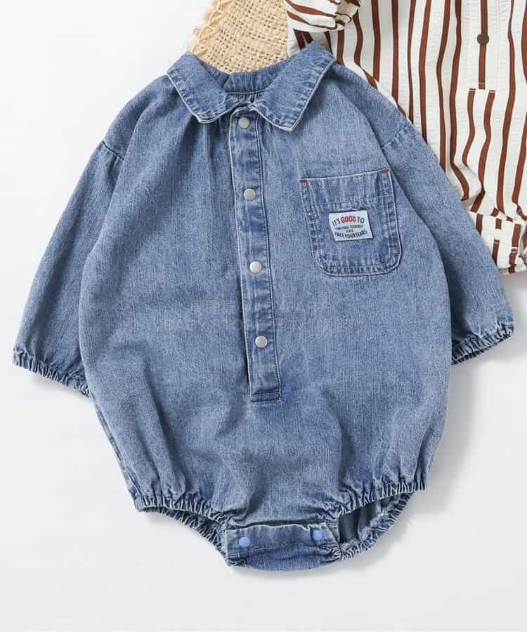 日本童裝 BREEZE 襯衫連衣 70-80cm 男童款 初生嬰兒 春季 Jumpsuit