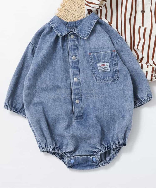 日本童裝 BREEZE 襯衫連衣 70-80cm 男童款 初生嬰兒 春季 Jumpsuit