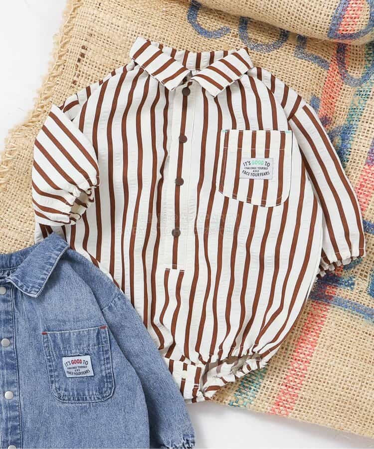 日本童裝 BREEZE 襯衫連衣 70-80cm 男童款 初生嬰兒 春季 Jumpsuit