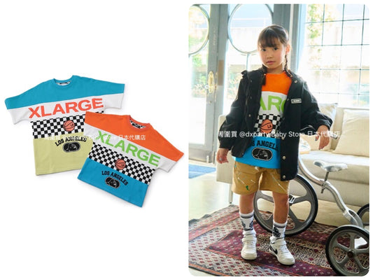 XLARGE KIDS (Japanese children's clothing) cool-to-touch quick-drying colorblock short-sleeved tops (80-140cm) for boys (summer TOPS) 
