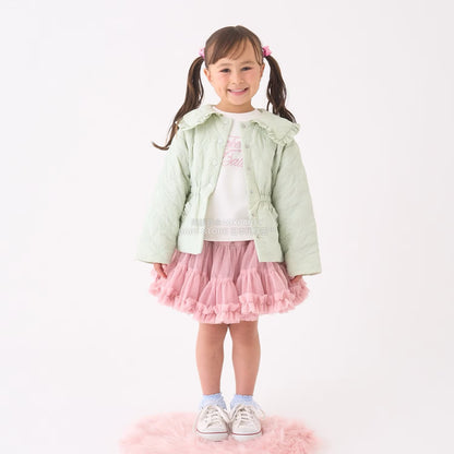 日本童裝 Ly# mine 中長款蝴蝶結絎縫外套 100-150cm 女童款 冬季 (適合初秋、香港平均溫度）OUTERWEAR 