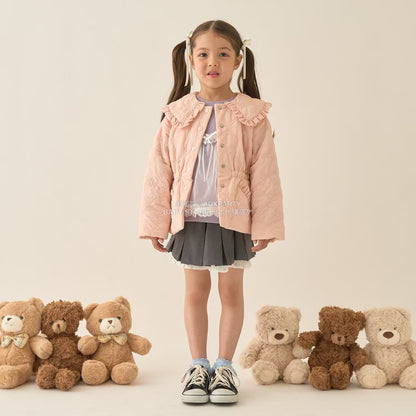 日本童裝 Ly# mine 中長款蝴蝶結絎縫外套 100-150cm 女童款 冬季 (適合初秋、香港平均溫度）OUTERWEAR 