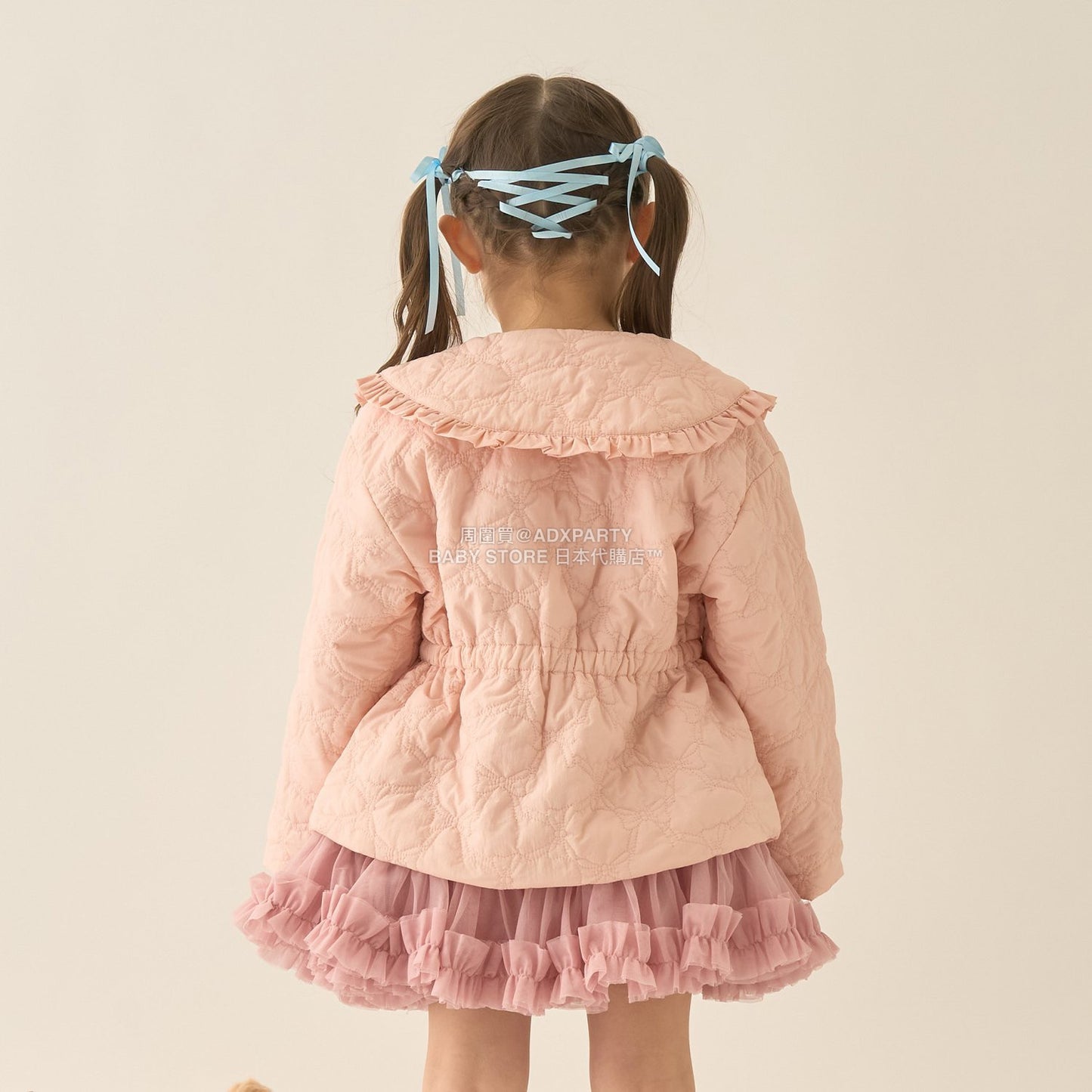 日本童裝 Ly# mine 中長款蝴蝶結絎縫外套 100-150cm 女童款 冬季 (適合初秋、香港平均溫度）OUTERWEAR 