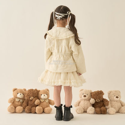 日本童裝 Ly# mine 中長款蝴蝶結絎縫外套 100-150cm 女童款 冬季 (適合初秋、香港平均溫度）OUTERWEAR 