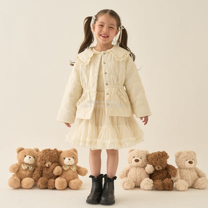 日本童裝 Ly# mine 中長款蝴蝶結絎縫外套 100-150cm 女童款 冬季 (適合初秋、香港平均溫度）OUTERWEAR 